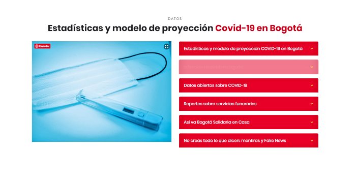 Pantallazo de la página web de Covid-19