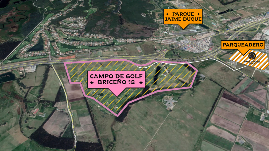 Mapa de la nueva ubicación del Festival Estéreo Picnic.