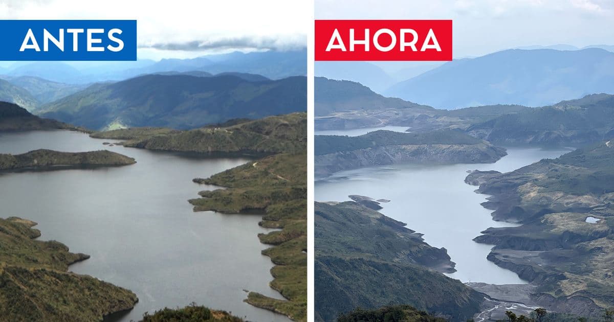 Fotografía del Embalse San Rafael: izquierda antes y derecha ahora