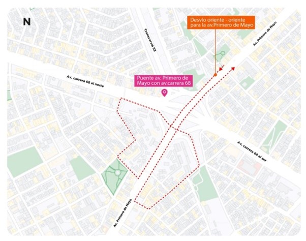 Vías alternas por puente en av Primero de Mayo obra del Metro Bogotá