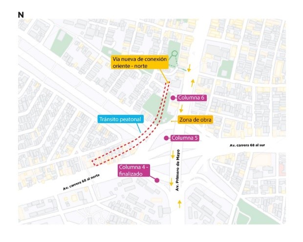 Vías alternas por puente en av Primero de Mayo obra del Metro Bogotá