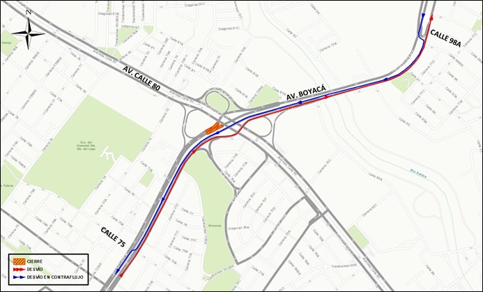 Movilidad en Bogotá cierre en av. Boyacá con av. calle 80 norte-sur 