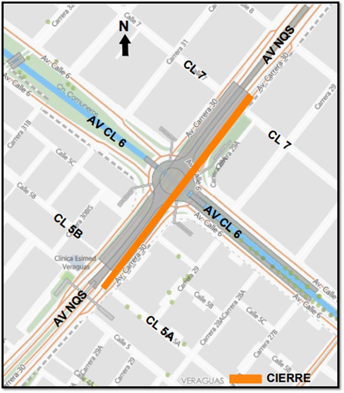 Movilidad Bogotá cierre de carril puente de av. NQS con av. calle 6