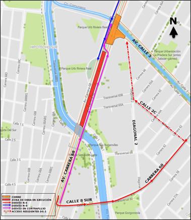 Cierre de calzada de av carrera 68 con av calle 3 costado oriental