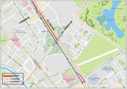 Cierre calzada de TM de av. calle 26 entre carrera 69 y av. carrera 68