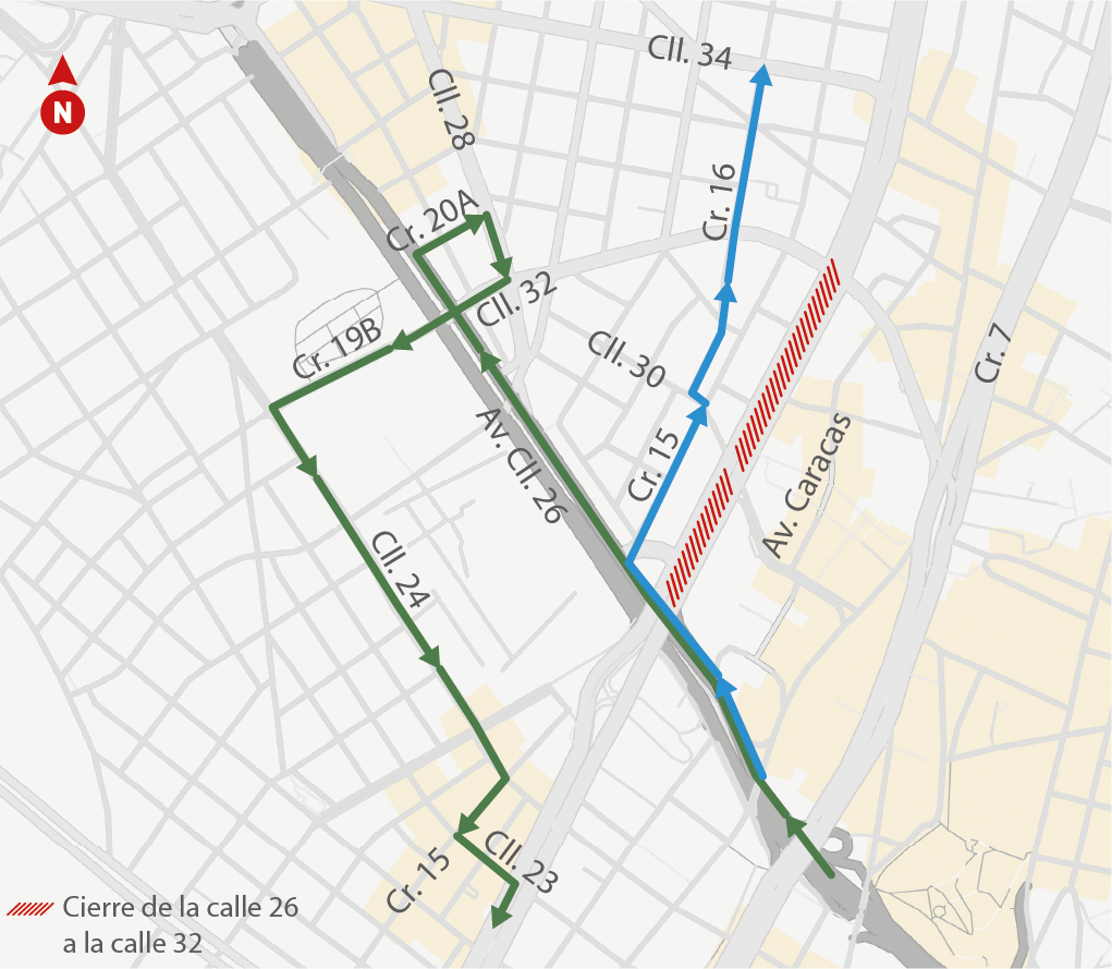 Desde mayo 29: nuevos cierres y desvíos en av Caracas por obras Metro