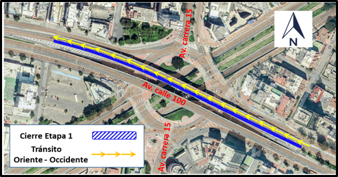 Movilidad Bogotá cierre puente vehícular de calle 100 con carrera 15