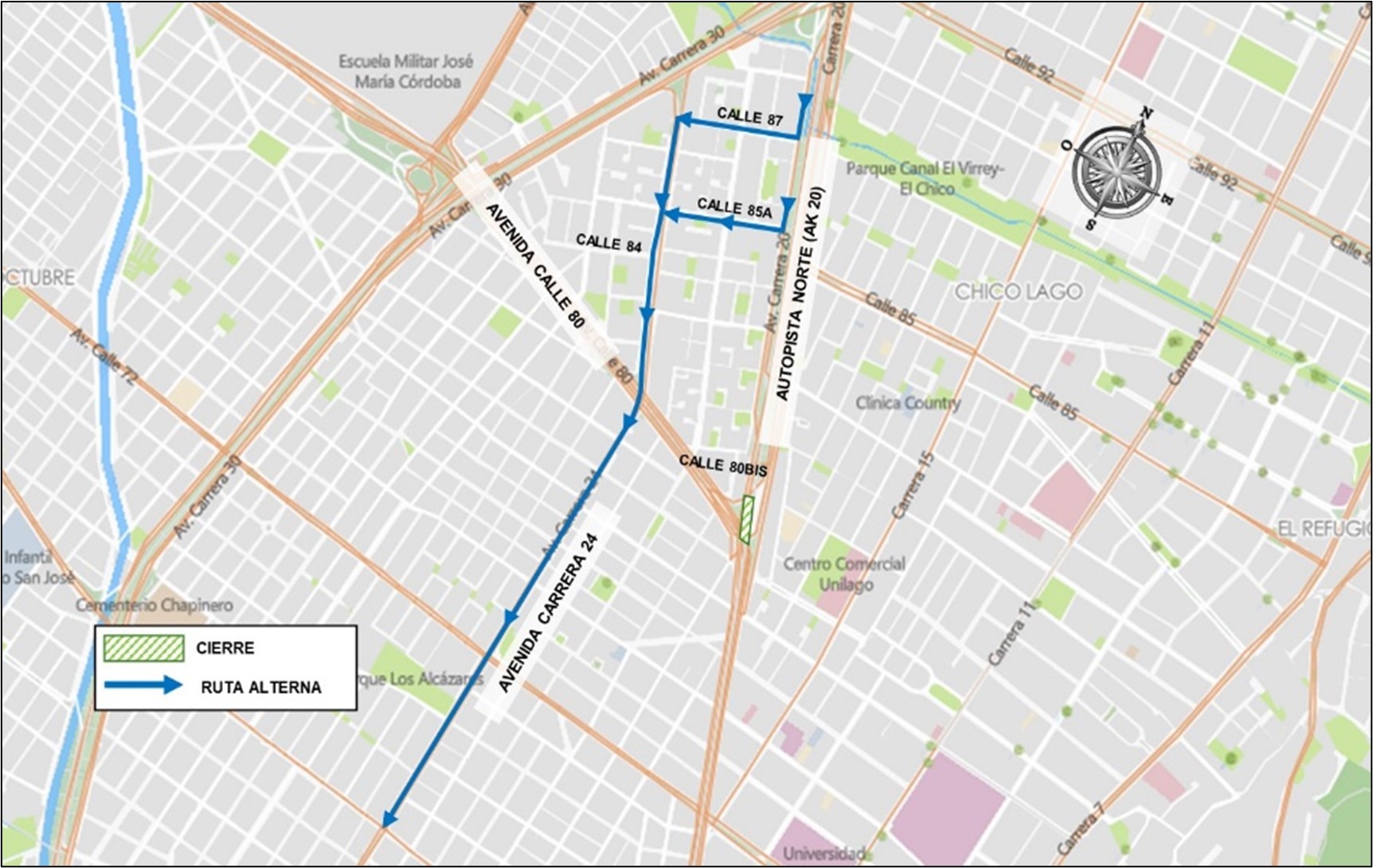 Movilidad: Cierre por carriles de Autopista Norte con avenida calle 80