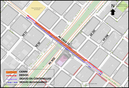 Cierre de un carril del puente vehicular de la av calle 72 con av NQS