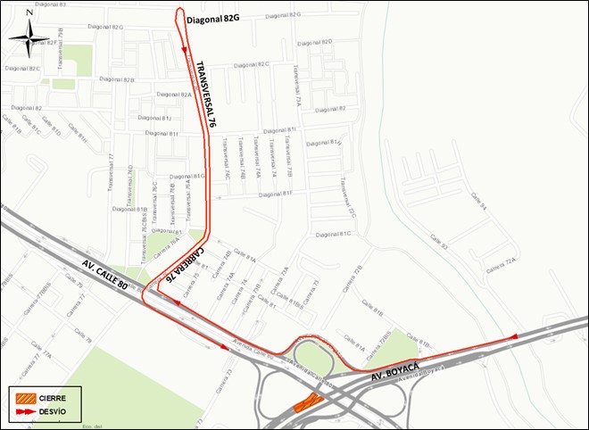 Movilidad en Bogotá cierre en av. Boyacá con av. calle 80 norte-sur 