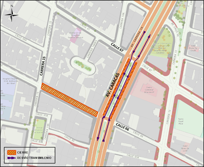 Obras Metro Bogotá cierre en avenida Caracas entre calle 66 y 67 