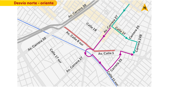 Cierres y desvíos en el sur de Bogotá por obras de Línea 1 del Metro 