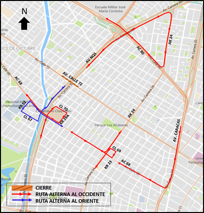 Cierre de un carril del puente vehicular de la av calle 72 con av NQS