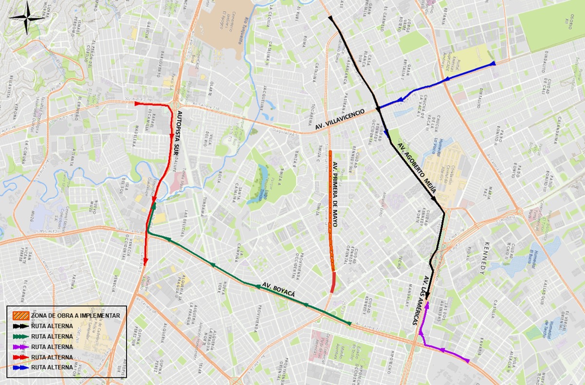 Obras Metro cierre en av. Primero de Mayo entre calles 35 sur y 34 sur