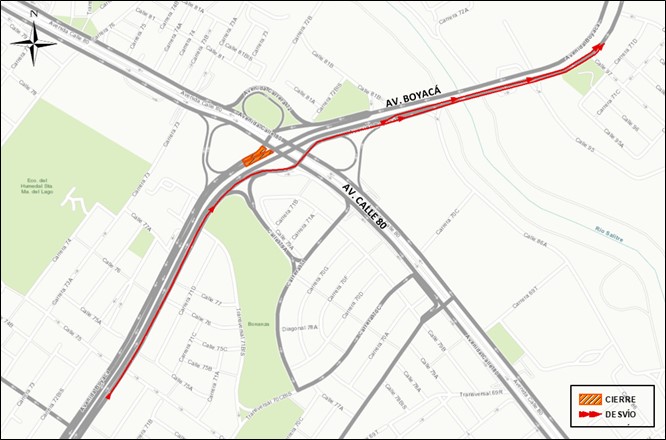 Movilidad en Bogotá cierre en av. Boyacá con av. calle 80 norte-sur 