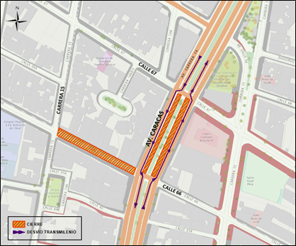 Obras Metro Bogotá cierre en avenida Caracas entre calle 66 y 67 