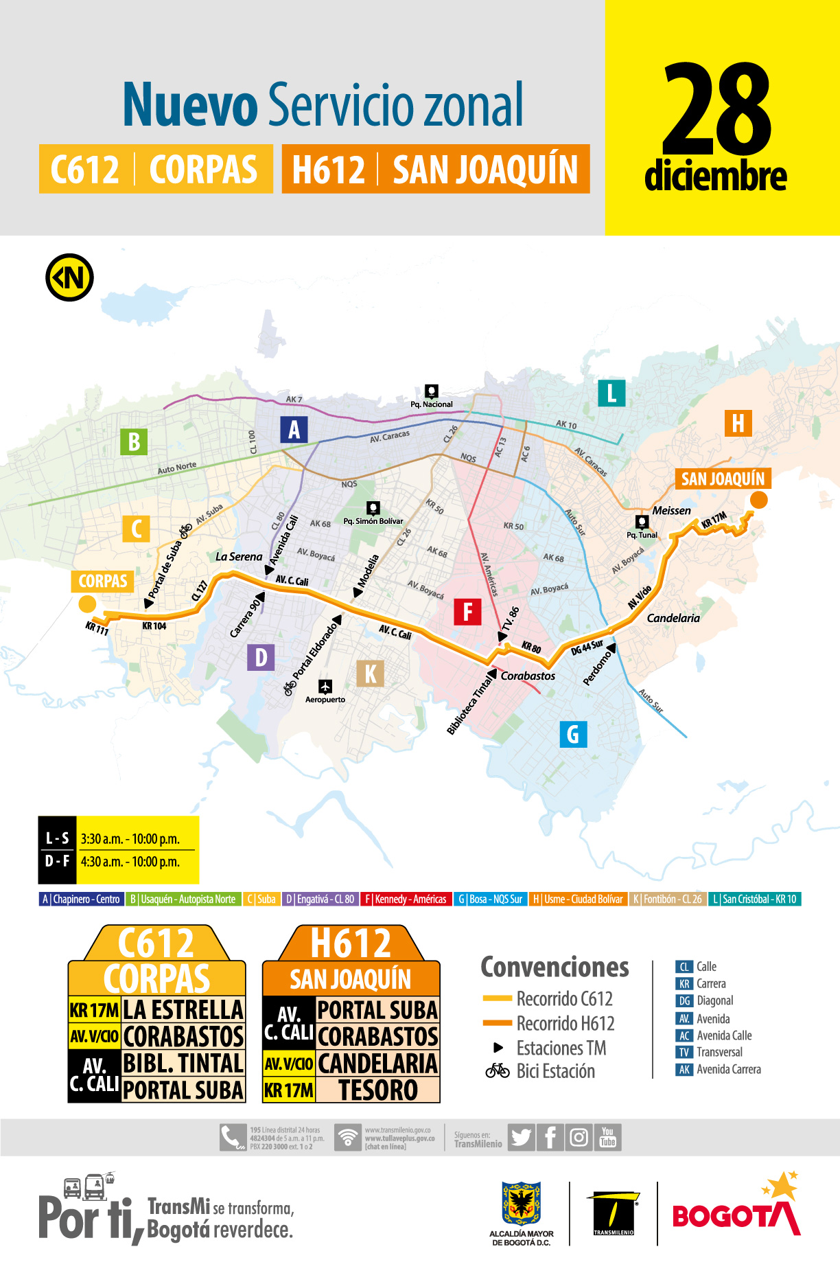 Mapa de las rutas nuevas del SITP