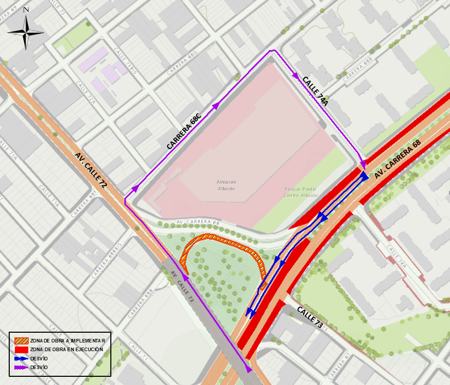 Movilidad: Cierre de un carril en la avenida carrera 68 con calle 73