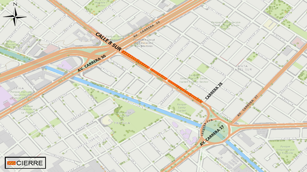 Metro: cierre en la av. calle 8 sur entre carrera 28 y av. carrera 30