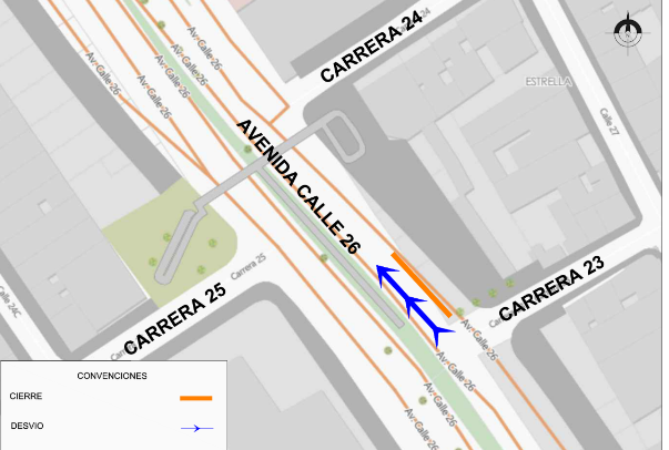 Movilidad: Cierre de un carril en av calle 26 entre carreras 23 y 24