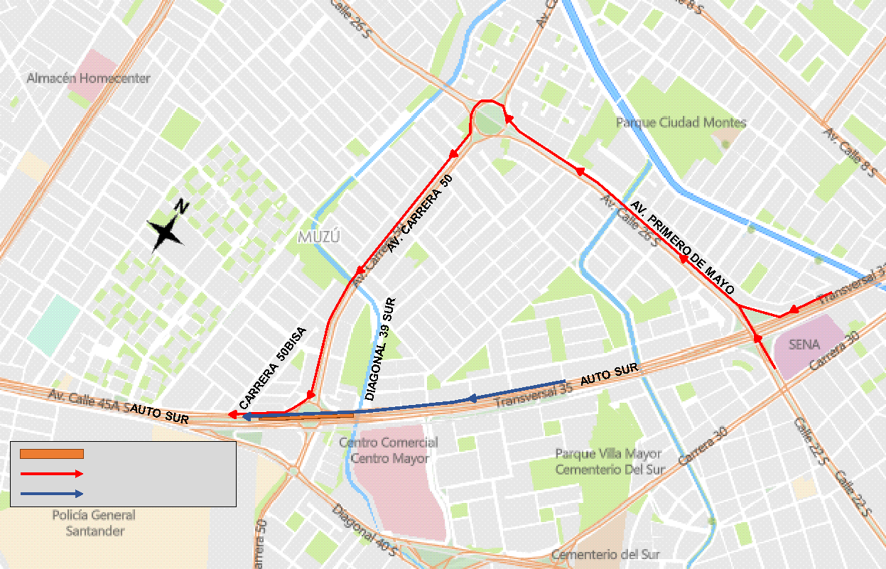 Cierres y desvíos por intervención en puente de Autosur con carrera 50