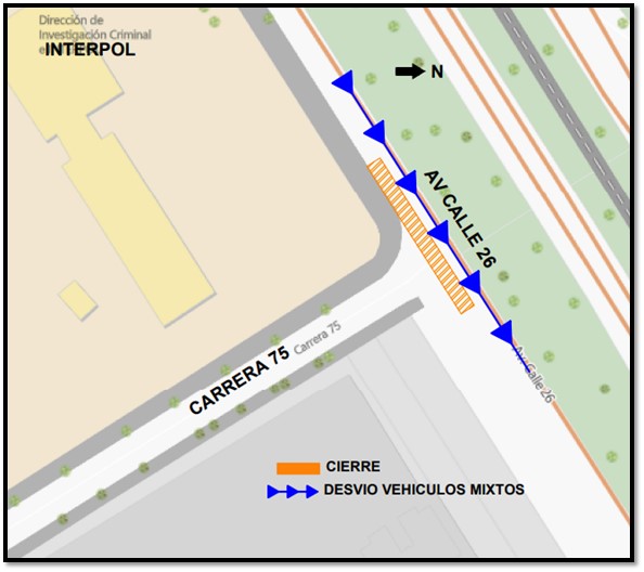 Cierre en avenida calle 26 con carrera 75 sentido occidente-oriente