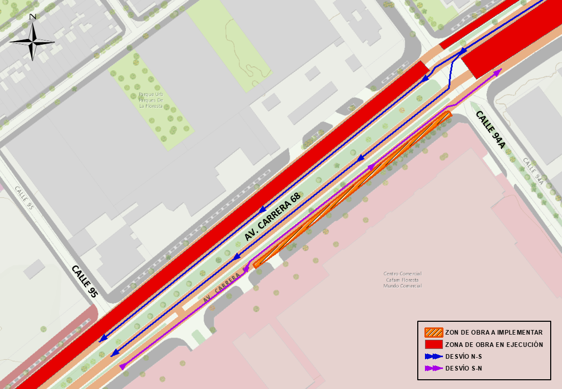 Habrá cierre en la av. carrera 68 entre calle 94a y 250 metros al sur