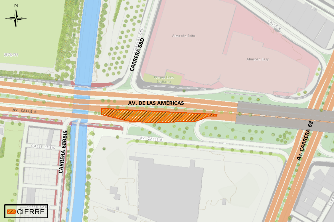 Conoce el cierre de 2 carriles de la av. Américas con av. carrera 68