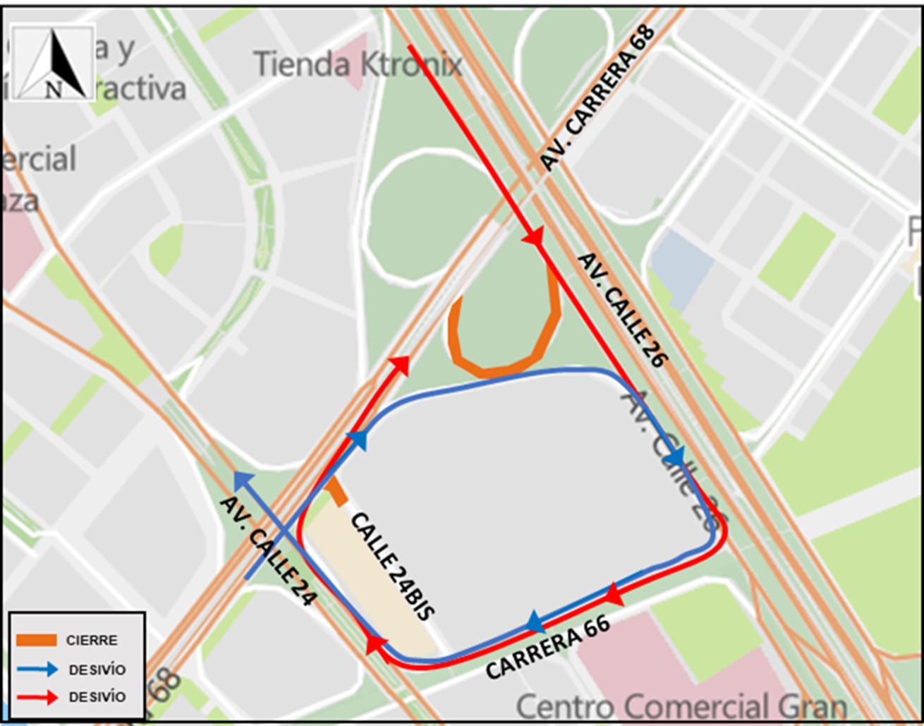 Obra: cierre de la oreja de la avenida carrera 68 con avenida calle 26