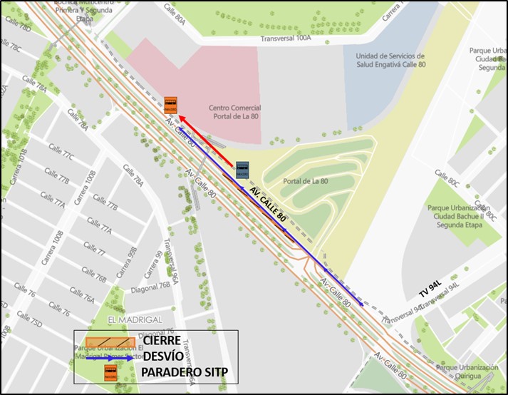 Movilidad Bogotá cierre av. calle 80 al occidente de transversal 94l