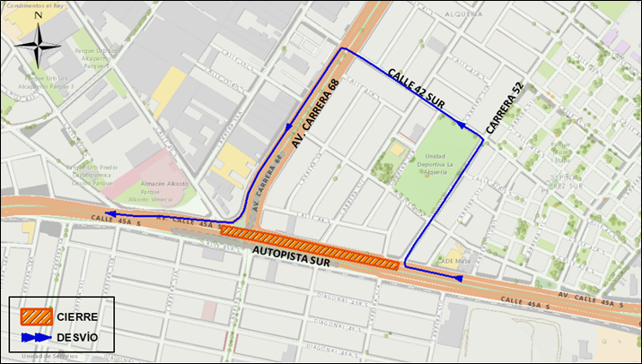 Por demolición del puente de Venecia cierre en la Autosur con av cr 68
