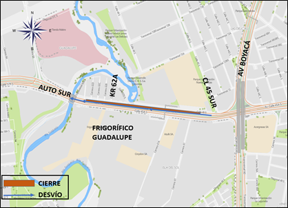 Movilidad: cierre por carriles en la Autosur entre carreras 61 y 62a 