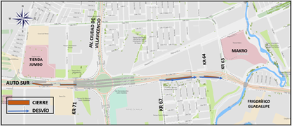 Por mantenimiento hay cierre en Autopista Sur entre carreras 71 y 64