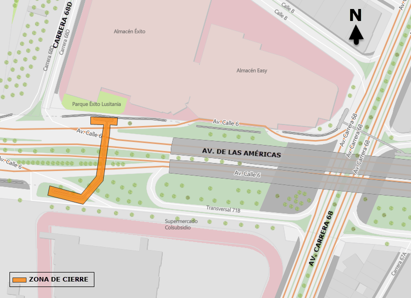 Cierre del puente peatonal de av. Las Américas con carrera 68d