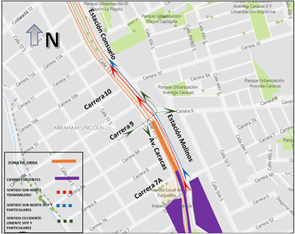 Cierre en estación Molinos y en avenida Caracas entre carreras 7 y 9