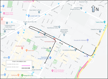 Cierres viales y desvíos en Bogotá por el Tour Colombia 2024 