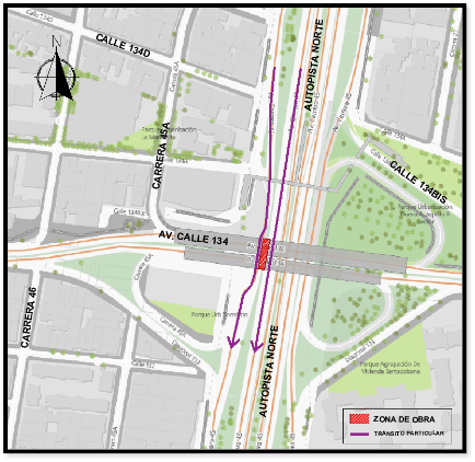 Movilidad en Bogotá cierre en la autopista Norte con avenida calle 134