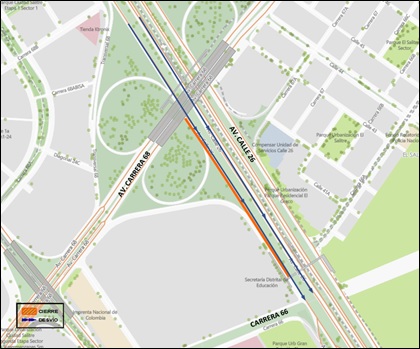 Cierre vial en la avenida calle 26 entre av. carrera 68 y carrera 66