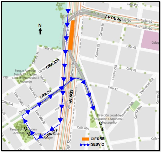 Mapa 2. Tránsito vehicular en la zona de obra.