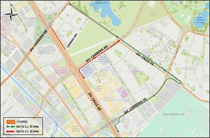 Cierre en la avenida calle 26 entre carrera 66a y avenida carrera 68