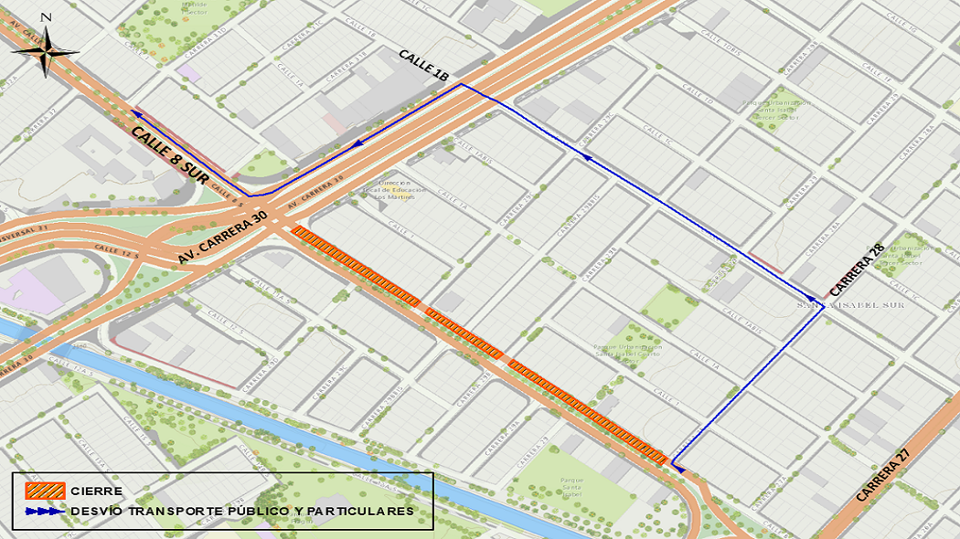 Metro: cierre en la av. calle 8 sur entre carrera 28 y av. carrera 30