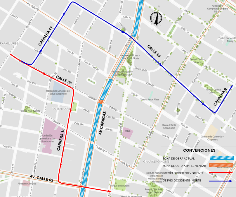 Mapa 2. Desvíos para los vehículos particulares.