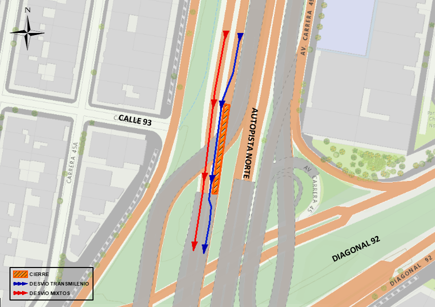 Cierre total de calzada de TransMilenio de Autonorte con av. calle 92