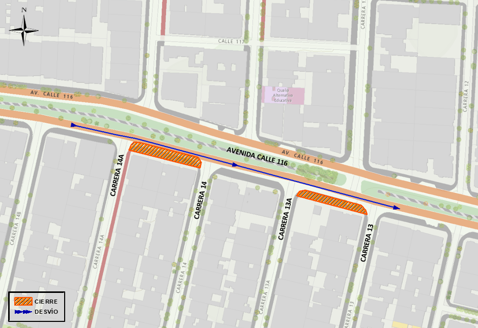 Movilidad en Bogotá: cierre en la Calle 116 entre Carreras 14 y 14