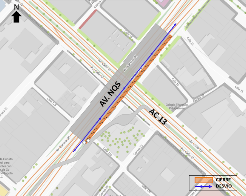 Rutas alternas por cierre en puente de la av. NQS con av. calle 13