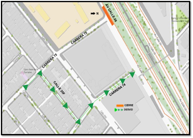 Cierre en avenida calle 26 con carrera 75 sentido occidente-oriente