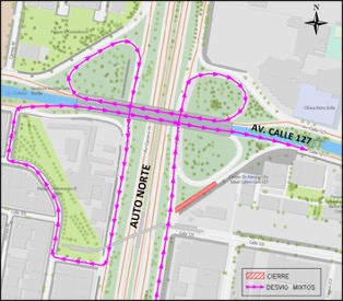 Mapa 2. Tránsito buses del SITP y vehículos particulares Autopista Norte con Calle 127