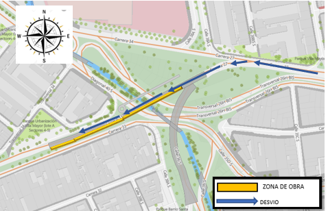 Cierre en puente vehicular de av. carrera 33 entre calles 36 y 41 sur