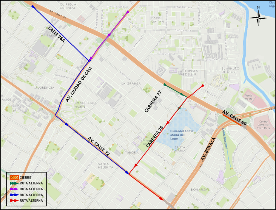 Cierre por carriles en el puente de la avenida calle 80 con av. Boyacá