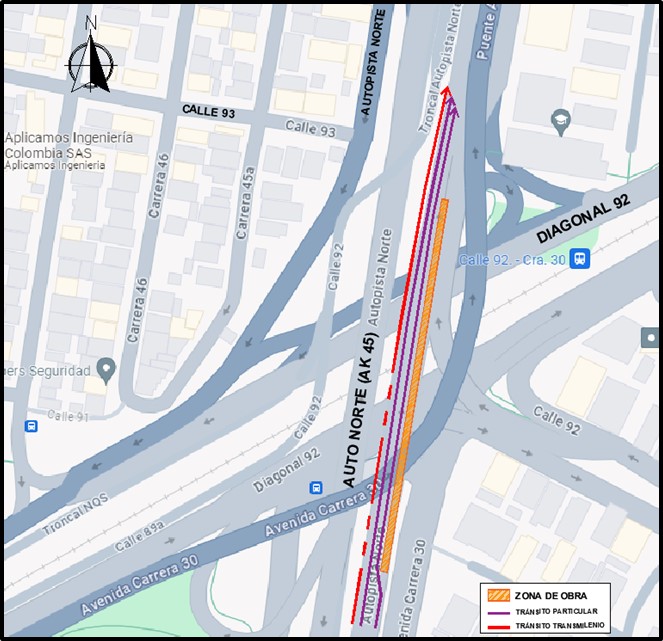 Movilidad Bogotá: cierre puente de autopista Norte con diagonal 92